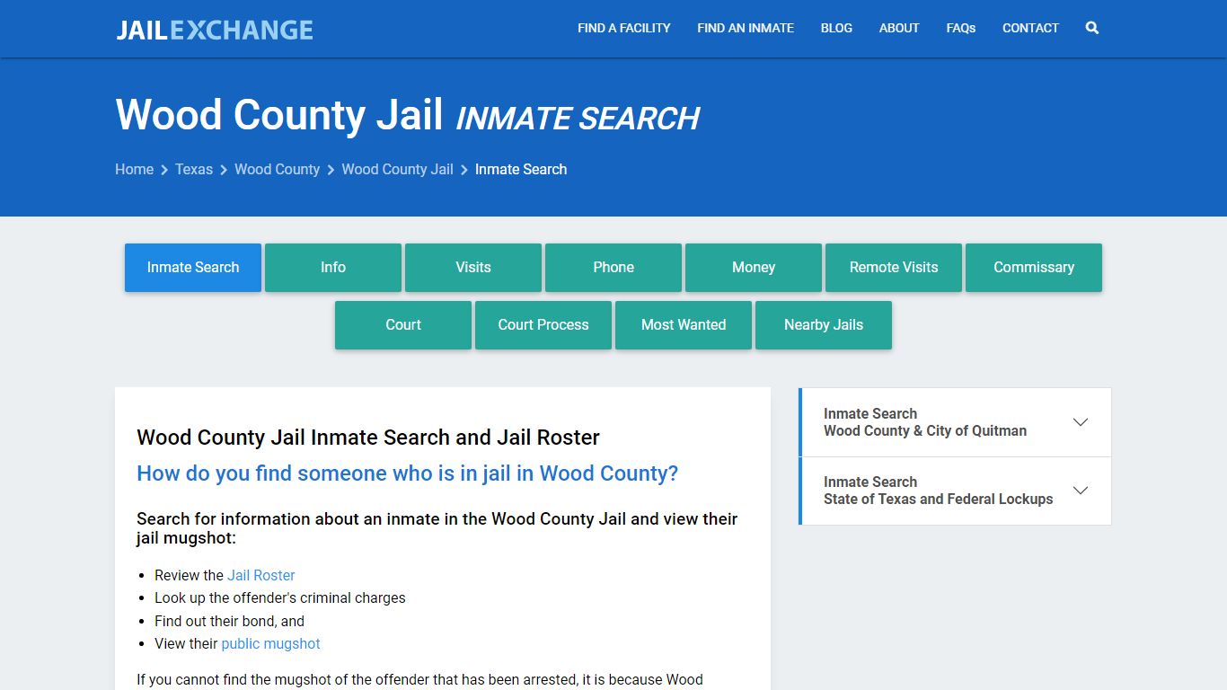 Inmate Search: Roster & Mugshots - Wood County Jail, TX